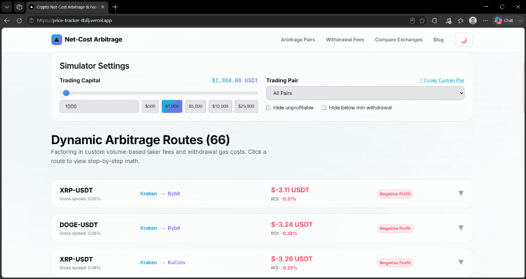 Crypto Arbitrage & Price Tracker